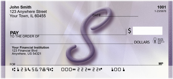 Prosperous Purple Monogram S Personal Checks | BBI-83