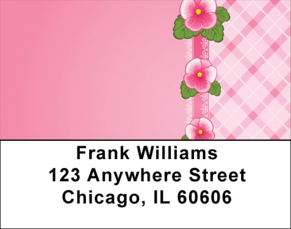 Pink Plaids And Flowers Address Labels | LBQBR-80
