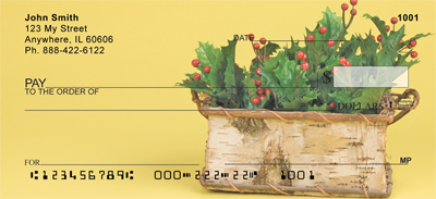 Holly Christmas Basket Personal Checks