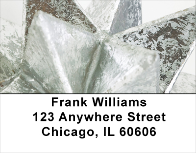 Metalic Silver Stars Address Labels