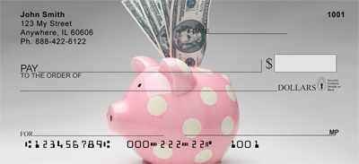 Pink Polka Dot Piggy Personal Checks
