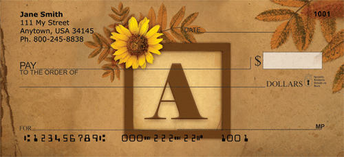 Sunflowers Monogram V Personal Checks