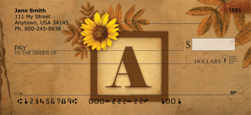 Sunflowers Monogram W Personal Checks