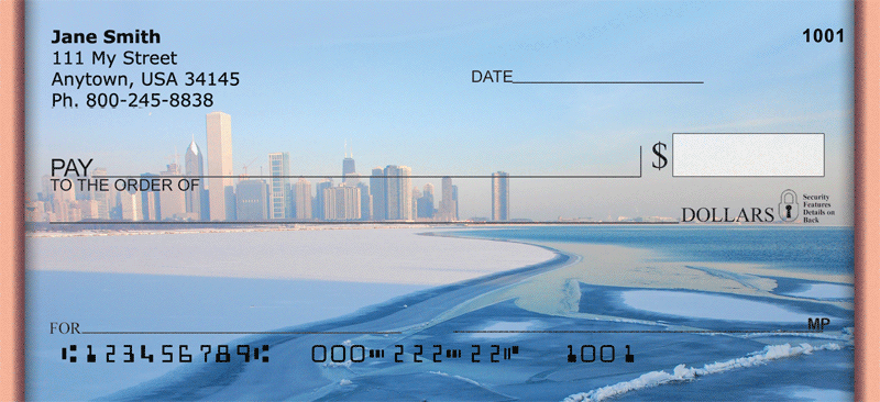 Chicago Skyline In The Wintertime Personal Checks