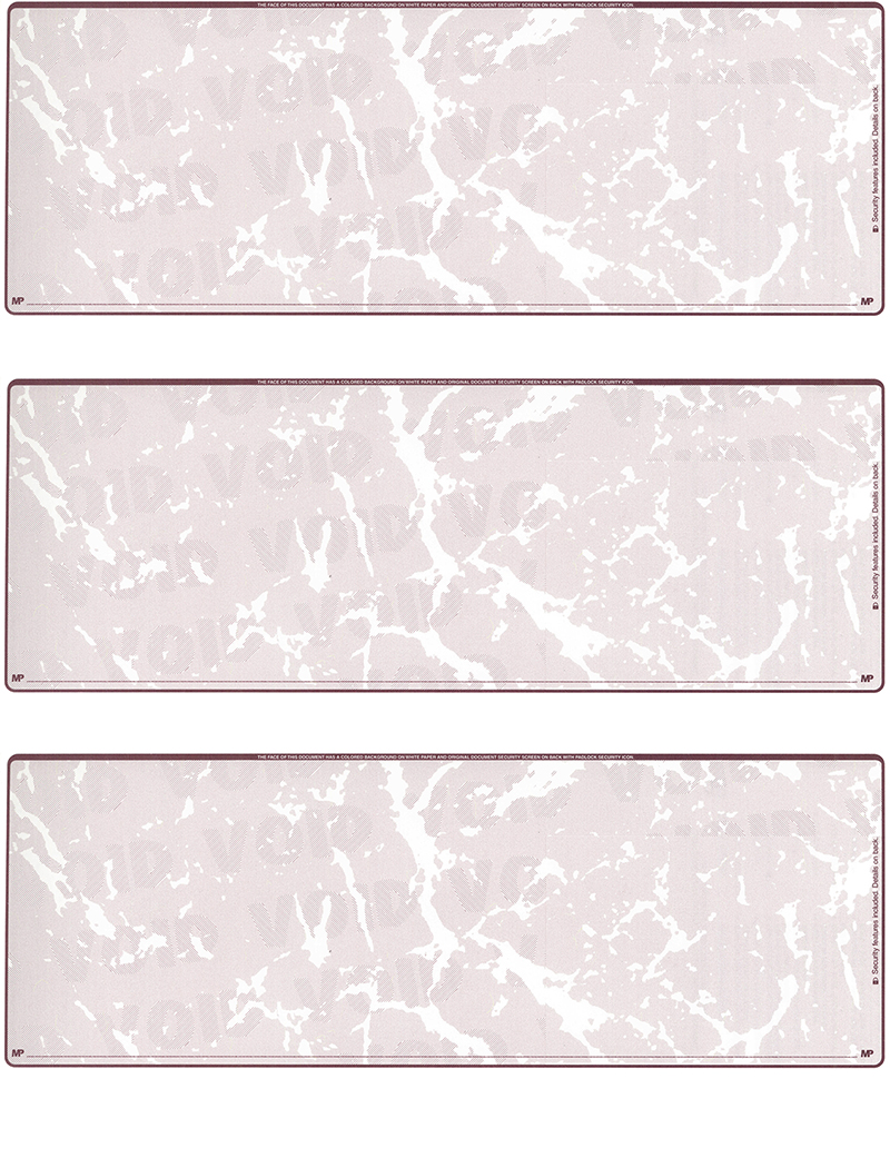 Burgundy Marble Blank Stock For 3 to a Page Voucher Computer Checks