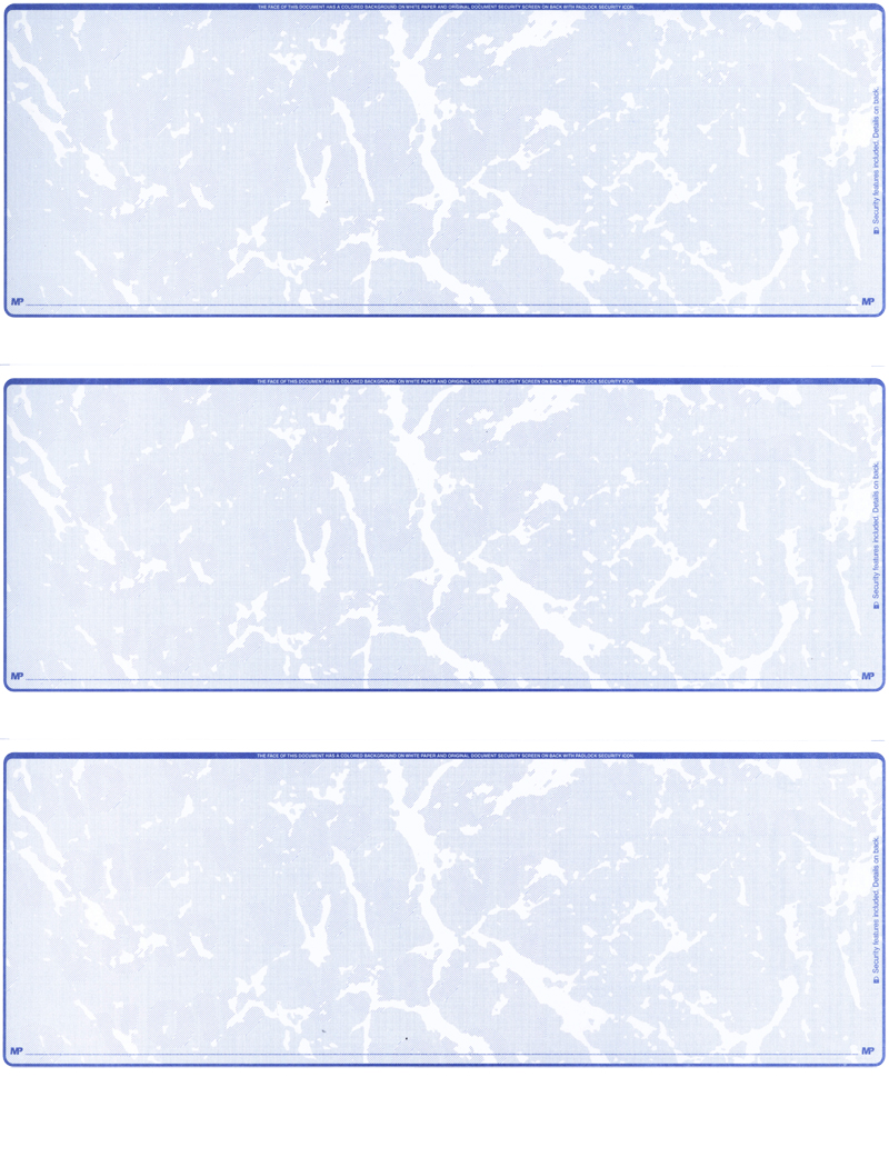 Blue Marble Blank Stock For 3 to a Page Voucher Computer Checks