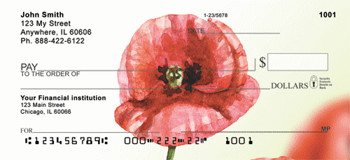 Watercolor Poppy Personal Checks