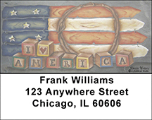Americana Picket Flag Address Labels