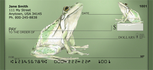Green Frog Pencil And Watercolor Personal Checks