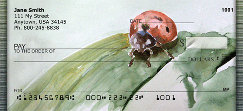 Ladybug In Watercolor Checks