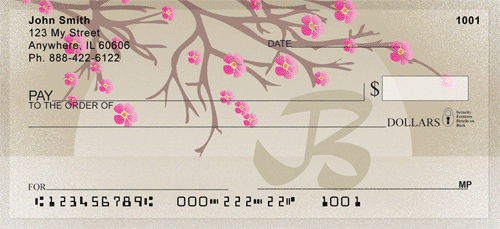 Cherry Blossom Serenity - B Monogram Personal Checks