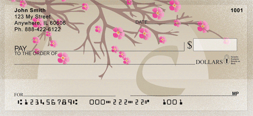 Cherry Blossom Serenity - C Monogram Personal Checks