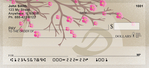 Cherry Blossom Serenity - D Monogram Personal Checks