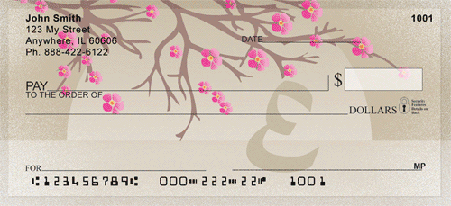 Cherry Blossom Serenity - E Monogram Personal Checks