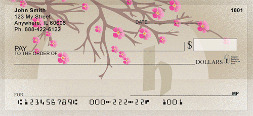 Cherry Blossom Serenity - H Monogram Personal Checks