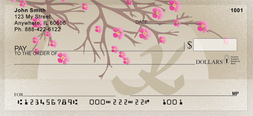 Cherry Blossom Serenity - K Monogram Personal Checks