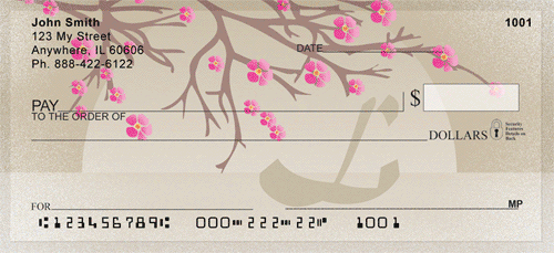 Cherry Blossom Serenity - L Monogram Personal Checks