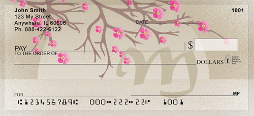 Cherry Blossom Serenity - M Monogram Personal Checks