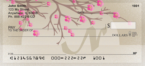 Cherry Blossom Serenity - N Monogram Personal Checks
