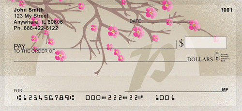 Cherry Blossom Serenity - P Monogram Personal Checks