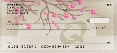 Cherry Blossom Serenity - Q Monogram Personal Checks