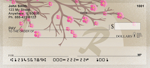 Cherry Blossom Serenity - R Monogram Personal Checks