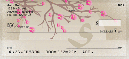 Cherry Blossom Serenity - S Monogram Personal Checks