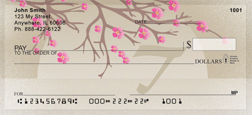 Cherry Blossom Serenity - T Monogram Personal Checks