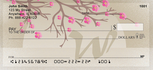 Cherry Blossom Serenity - W Monogram Personal Checks