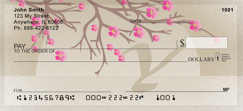 Cherry Blossom Serenity - Y Monogram Personal Checks