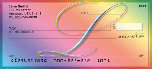 Rainbow Art Monogram - L Personal Checks