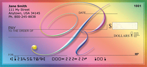 Rainbow Art Monogram - R Personal Checks