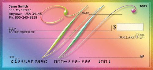 Rainbow Art Monogram - W Personal Checks