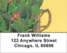 Holly Christmas Basket Address Labels