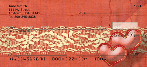 Antique Lace And Hearts Personal Checks