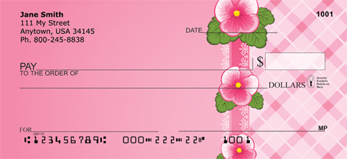 Pink Plaids And Flowers Personal Checks