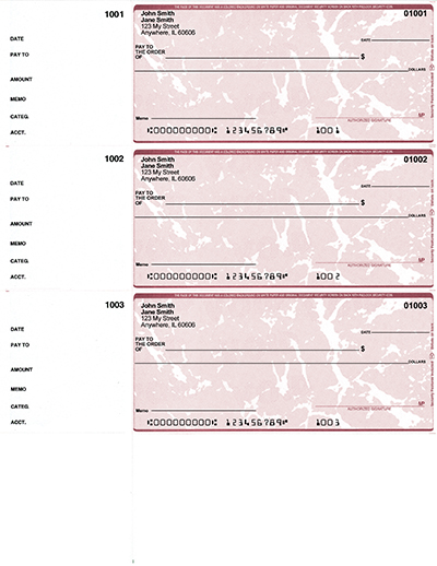 Red Marble 3 Per Page Wallet Checks