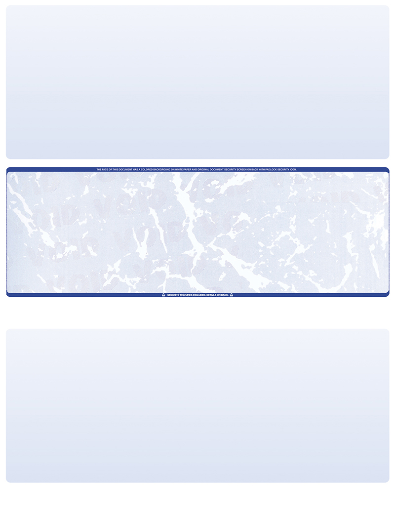 Blue Marble Blank Stock for Computer Voucher Checks Middle Style