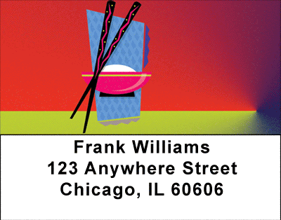 Colorful Asian Symbols Address Labels