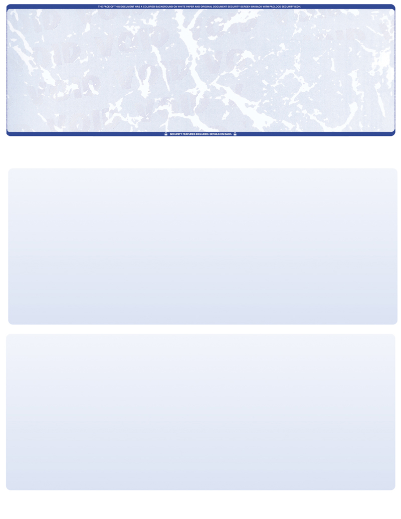 Blue Marble Blank Stock for Computer Voucher Checks Top Style