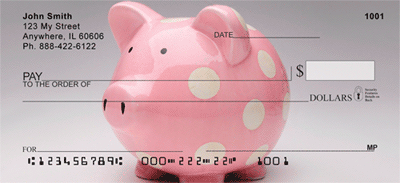 Pink Polka Dot Piggy Personal Checks