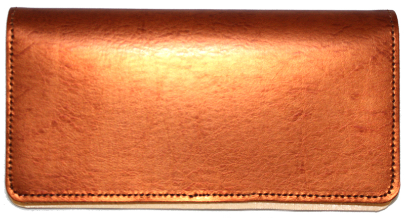 Copper Metallic Leather Checkbook Cover 