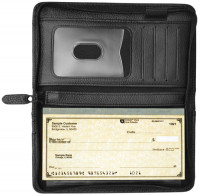 Black Leather Zippered Checkbook Cover | CLZ-BLA01