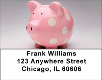 Pink Polka Dot Piggy Address Labels | LBBBC-36