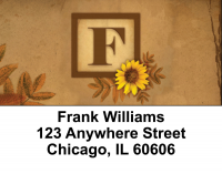Sunflowers Monogram F Address Labels | LBBBJ-49