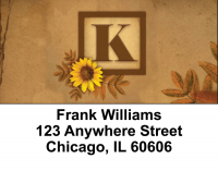 Sunflowers Monogram K Address Labels | LBBBJ-54