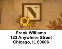 Sunflowers Monogram N Address Labels | LBBBJ-57