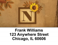 Sunflowers Monogram N Address Labels | LBBBJ-57