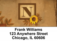 Sunflowers Monogram N Address Labels | LBBBJ-57