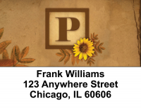 Sunflowers Monogram P Address Labels | LBBBJ-59